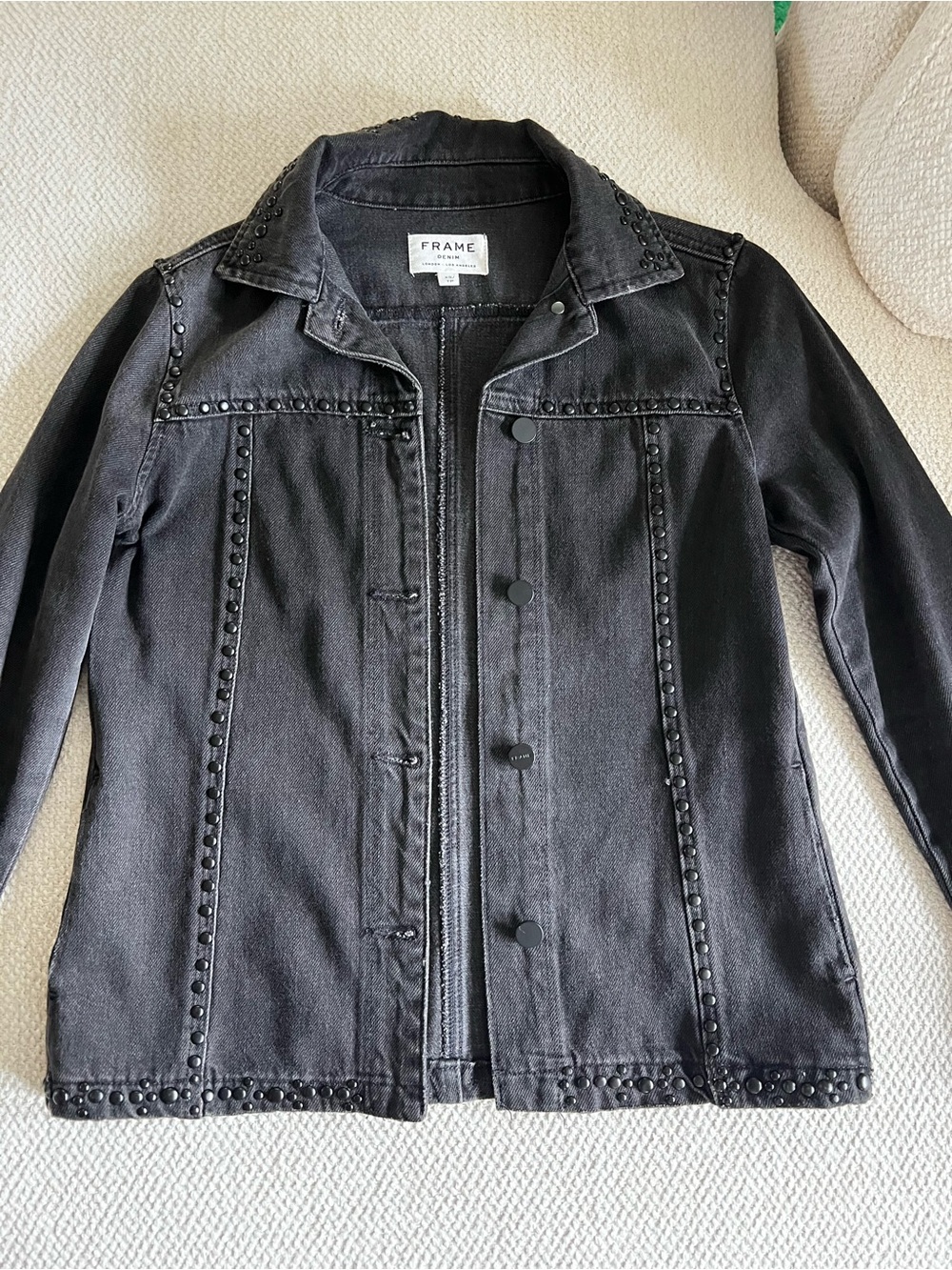 FRAME  "JANSEN" black/gray Jean jacket studded extra small